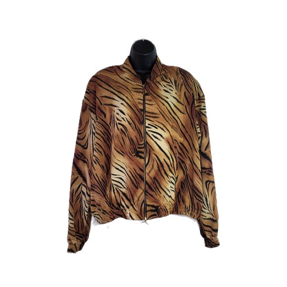 Vintage Kensington Square Size XL Tiger Zip Up Jacket Mob Wives Retro - Picture 1 of 10